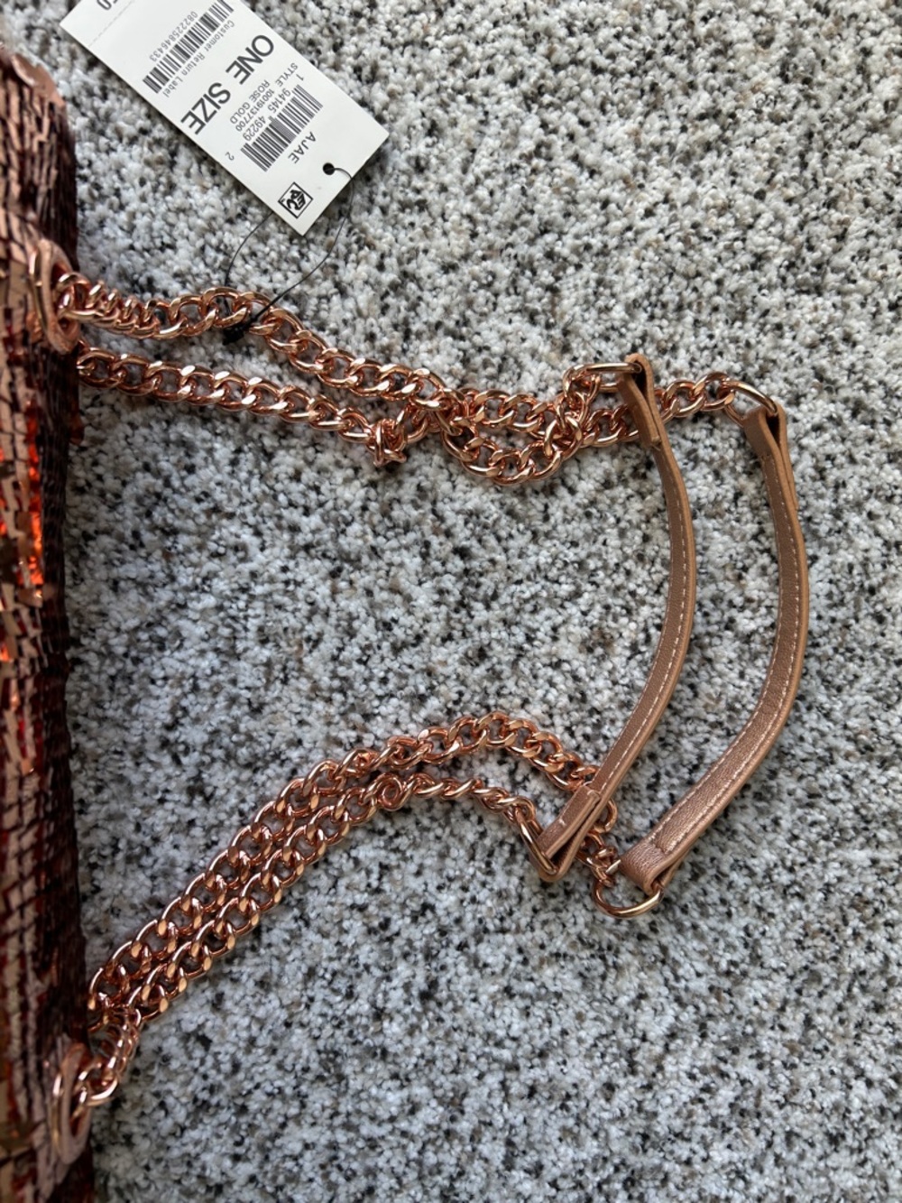 INC International Concepts Rose Gold Sequin Chain Shoulder Bag - Picture 4 of 9